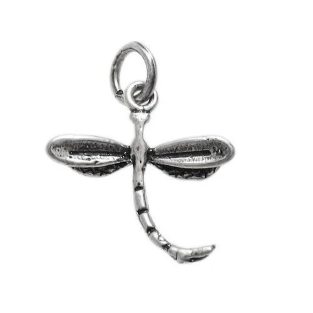 DRAGONFLY CHARM IN 3D. STERLING SILVER.